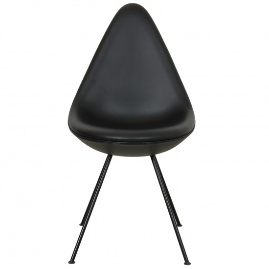 Arne Jacobsen Drop chair reupholstered in black nevada anilin leather