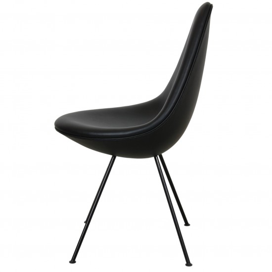 Arne Jacobsen Drop chair reupholstered in black nevada anilin leather