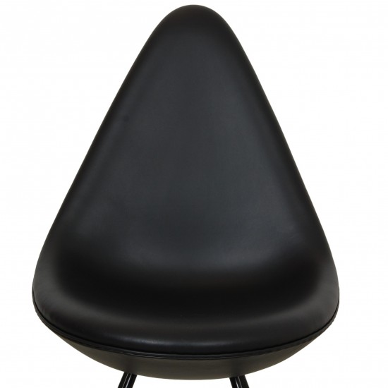 Arne Jacobsen Drop chair reupholstered in black nevada anilin leather