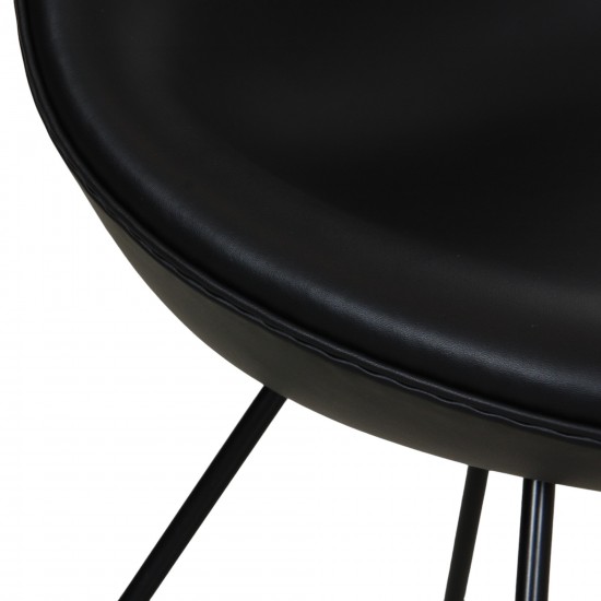 Arne Jacobsen Drop chair reupholstered in black nevada anilin leather