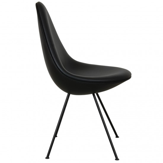 Arne Jacobsen Drop chair reupholstered in black nevada anilin leather