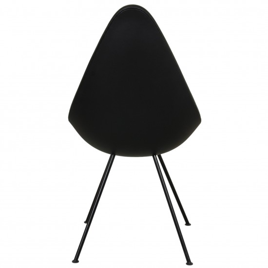 Arne Jacobsen Drop chair reupholstered in black nevada anilin leather