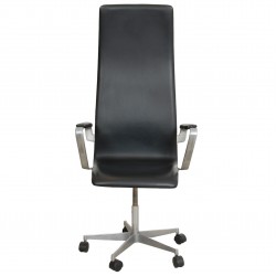 Arne Jacobsen Tall oxford office chair in black leather