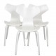 Sæt med 3 hvide Arne Jacobsen Grandprix stole