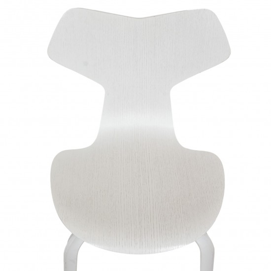 Sæt med 3 hvide Arne Jacobsen Grandprix stole