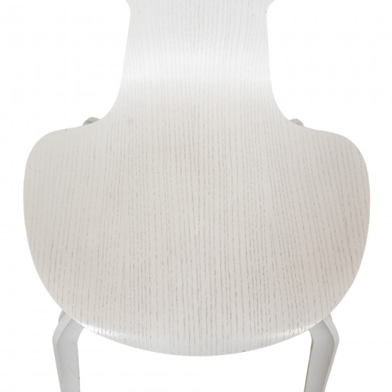 Sæt med 3 hvide Arne Jacobsen Grandprix stole