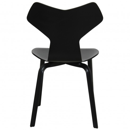 Arne Jacobsen Grandprix chair in black lacquered ash with wooden legs