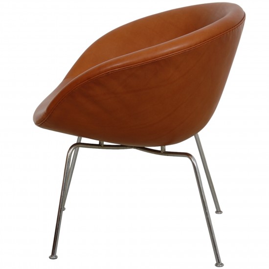 Arne Jacobsen Gryde stol i cognac anilin læder