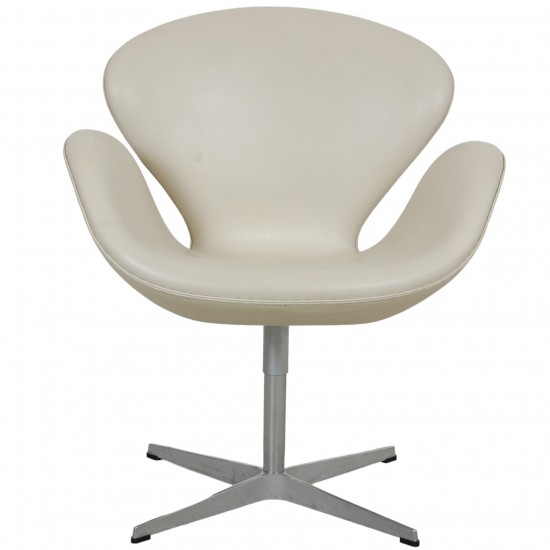 Arne Jacobsen tall Swan chair in white leather