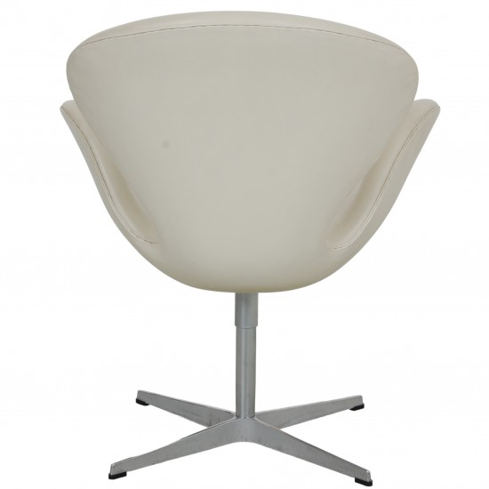 Arne Jacobsen tall Swan chair in white leather