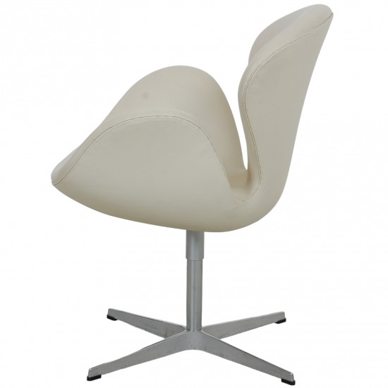 Arne Jacobsen tall Swan chair in white leather