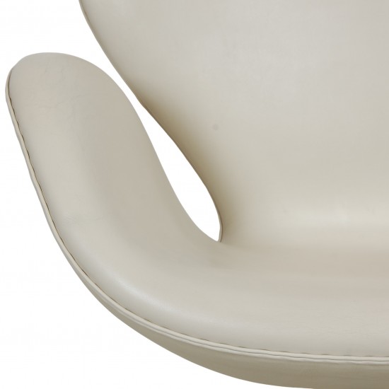 Arne Jacobsen tall Swan chair in white leather