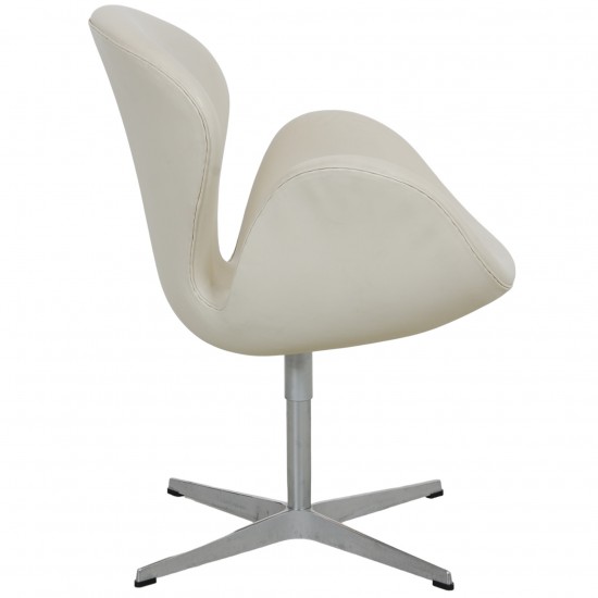 Arne Jacobsen høj Svane stol i hvidt læder