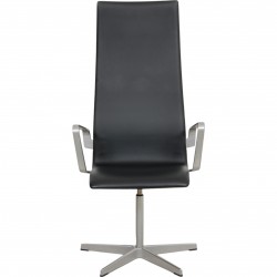 Arne Jacobsen Tall backed Oxford chair in black essential leather