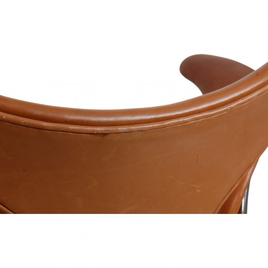 Arne Jacobsen Lilje kontorstol i patineret cognac læder