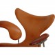 Arne Jacobsen Lilje kontorstol i patineret cognac læder