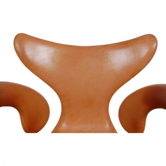 Arne Jacobsen Lilje kontorstol i patineret cognac læder