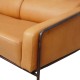 Arne Jacobsen 2-seater Airport sofa with cognac aniline leather and brass frame.