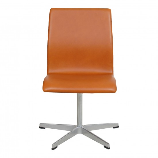 Arne Jacobsen Oxford stol, nypolstret i walnut anilin læder