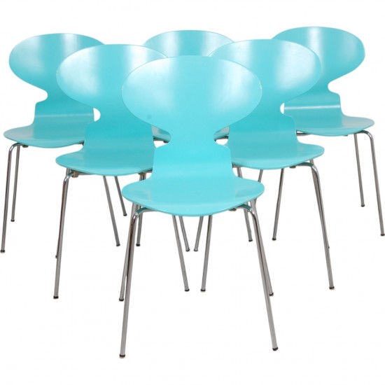 Set of six Arne Jacobsen Ant chairs