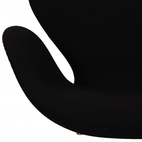 Arne Jacobsen Swan chair in black Hallingdal fabric with height adjustment