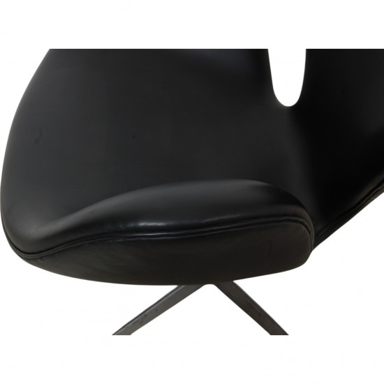 Arne Jacobsen vintage Svanestol i sort læder