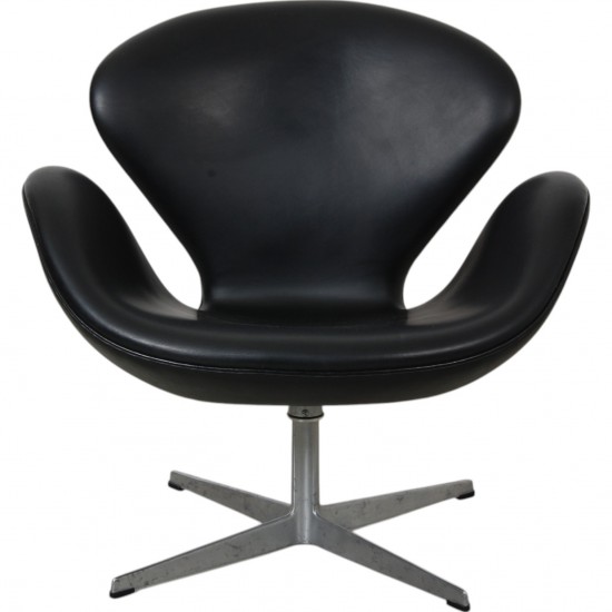 Arne Jacobsen vintage Svanestol i sort læder