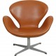Arne Jacobsen Vintage lav Svane stol betrukket med cognac classic læder