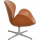 Arne Jacobsen Vintage lav Svane stol betrukket med cognac classic læder