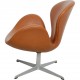 Arne Jacobsen Vintage lav Svane stol betrukket med cognac classic læder