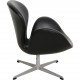 Arne Jacobsen Vintage lav Svane stol betrukket med sort klassisk læder