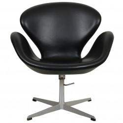 Arne Jacobsen height adjustable Swan chair in black classic leather