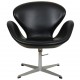 Arne Jacobsen height adjustable Swan chair in black classic leather