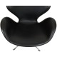 Arne Jacobsen height adjustable Swan chair in black classic leather