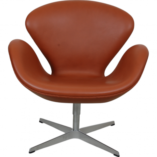 Arne Jacobsen Svane stol i cognac Aura læder