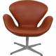 Arne Jacobsen Svane stol i cognac Aura læder