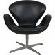 Arne Jacobsen Svane stol i sort aura læder