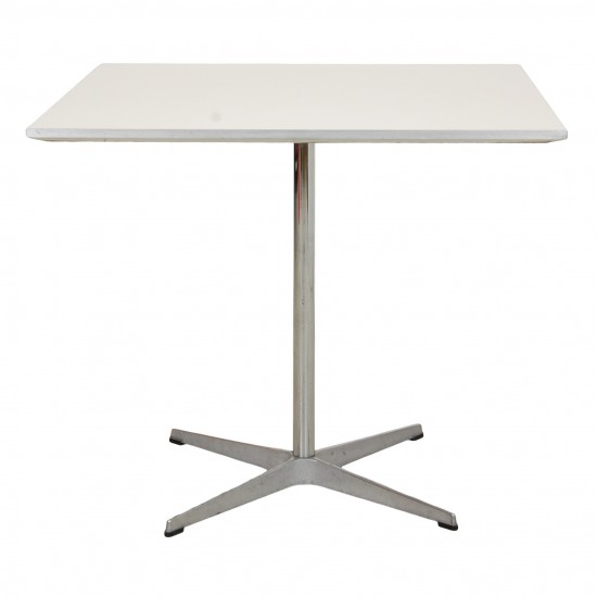 Arne Jacobsen white square cafe table 80x80 Cm.