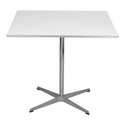 Arne Jacobsen Café table with white laminate and metal border 80x80 Arne Jacobsen Café table with white laminate and metal border 80x80