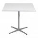 Arne Jacobsen Café table with white laminate and metal border 80x80