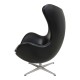 Arne Jacobsen Egg chair reupholstered in black classic leather