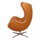 Arne Jacobsen Egg with an old stand, newly upholstered with cognac aniline leather