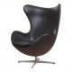 Arne Jacobsen Egg newly upholstered with black aniline leather