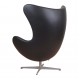 Arne Jacobsen Egg newly upholstered with black aniline leather