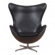 Arne Jacobsen Egg newly upholstered with black aniline leather