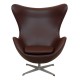 Arne Jacob Egg chair reupholstered in chocolate Nevada aniline leather