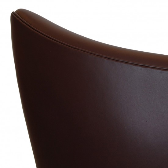 Arne Jacob Egg chair reupholstered in chocolate Nevada aniline leather