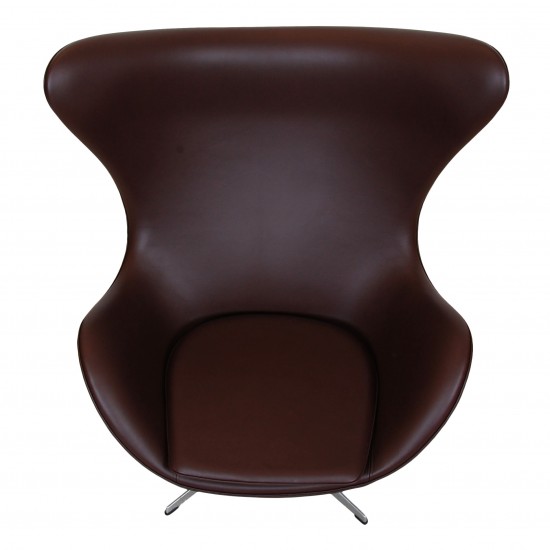 Arne Jacob Egg chair reupholstered in chocolate Nevada aniline leather