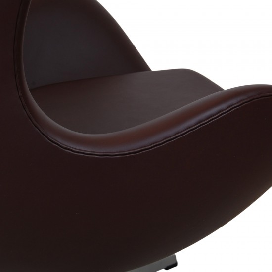 Arne Jacob Egg chair reupholstered in chocolate Nevada aniline leather