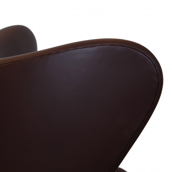 Arne Jacob Egg chair reupholstered in chocolate Nevada aniline leather